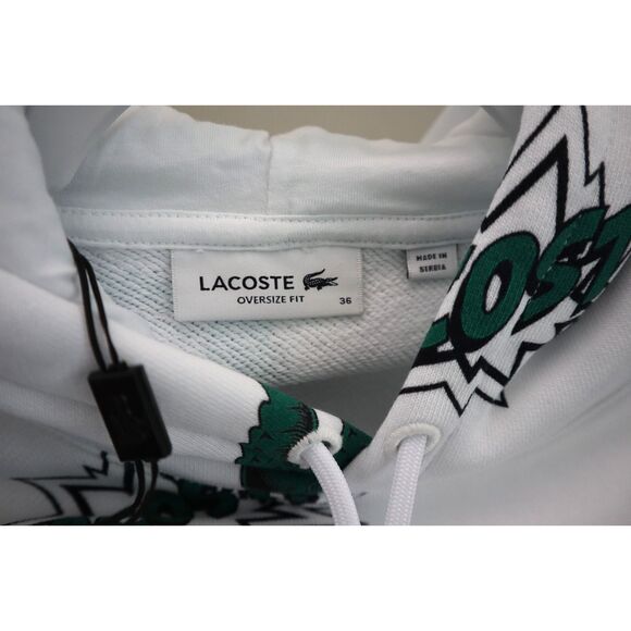 Lacoste SF9215-51-001 Women's Sz 36 US 4/S White Oversized Fleece Hoodie - Picture 5 of 13